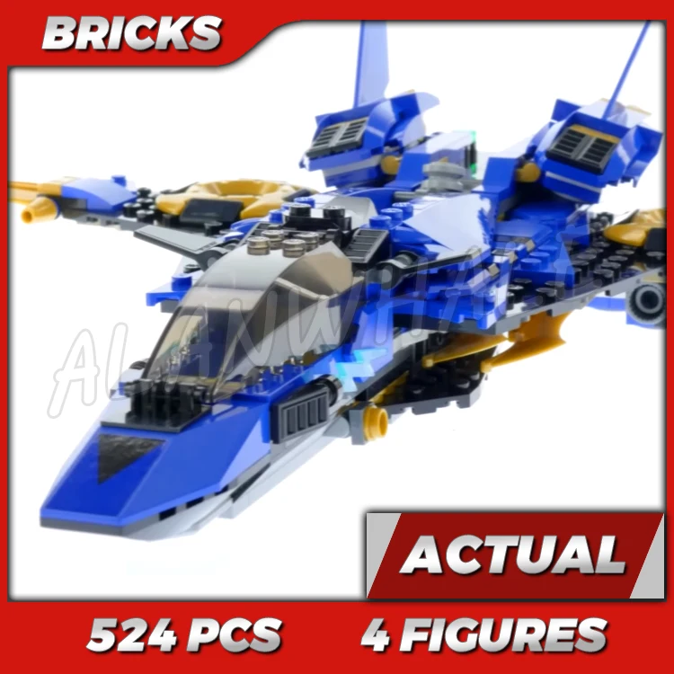 490pcs Shinobi Storm Fighter Blue Thunderbolt Jet Foldout Wings 11162 Building Block Toys Compatible With Bricks