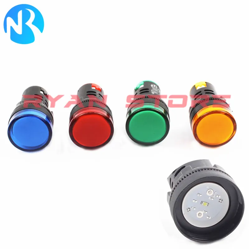 5PCS Power Signal Lamp AD16-22DS 22MM Small LED Indicator Light Beads 6V 12V 24V 36V 48V 110V 220V 380V Red Yellow Blue Green