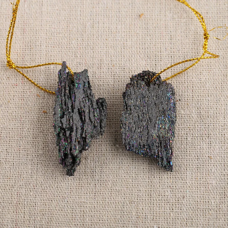 B&F Nugget Hematite Pendant Beads, Handmade Natural stones beads, Polished Stones for jewelry Making Supplies