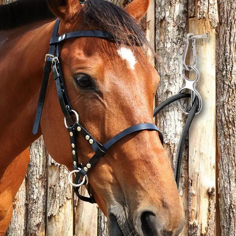 Anel de gravata bloqueador para cavalos, lançamento de estresse, aderência de cavalo, suprimentos de cavalo de aço inoxidável, anel de gravata de cavalo seguro para tethering único