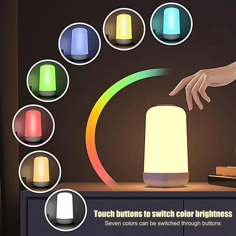 Lampada da comodino Touch Lampada da lettura per comodino Touch Control Lampada da comodino per la lettura Decorazioni per la casa Lampada da comodino RGB