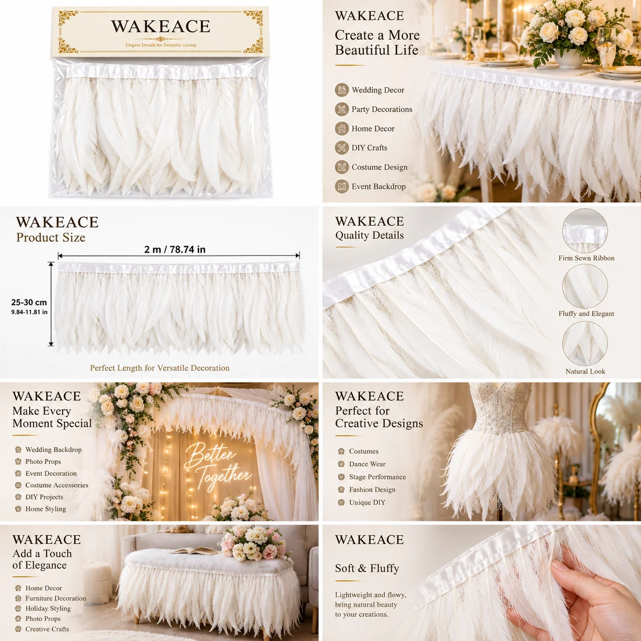 25-30cm Natural Rooster Feather Trim 1/2/5/10 Meter Fringe Ribbon for Carnival Costume Dress Sewing Party Decoration