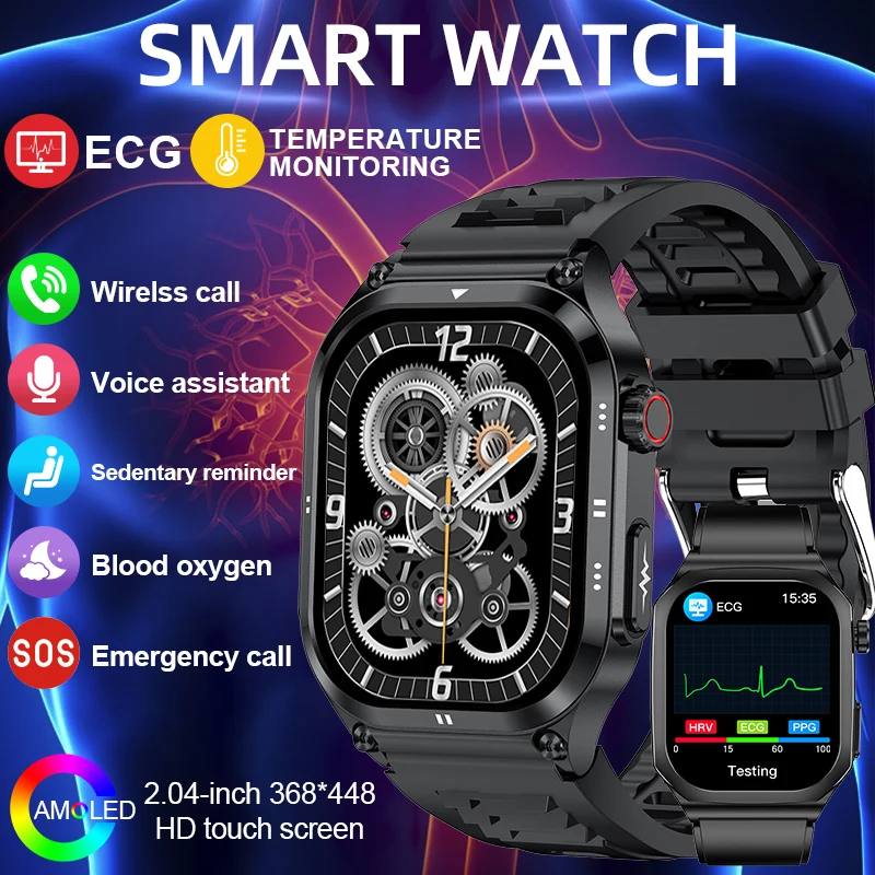 

LIGE Smart Watch Men ECG 2.04inch AMOLED Heart Rate Blood Uric Acid Women's Health Monitoring Waterproof Fitness Smartwatch 2025