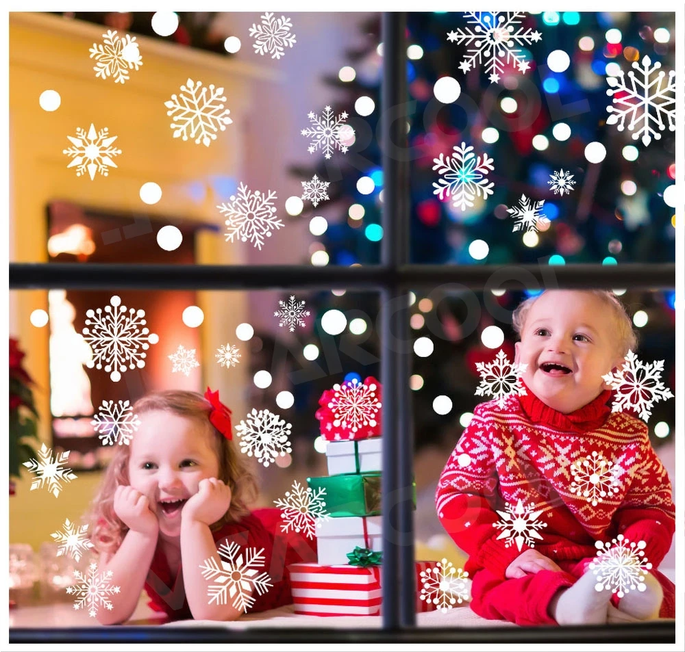 

Новогодние обои, рождественские белые снежинки, оконные наклейки, электростатические наклейки на стену, снежинка, дверные стеклянные украшения, наклейки