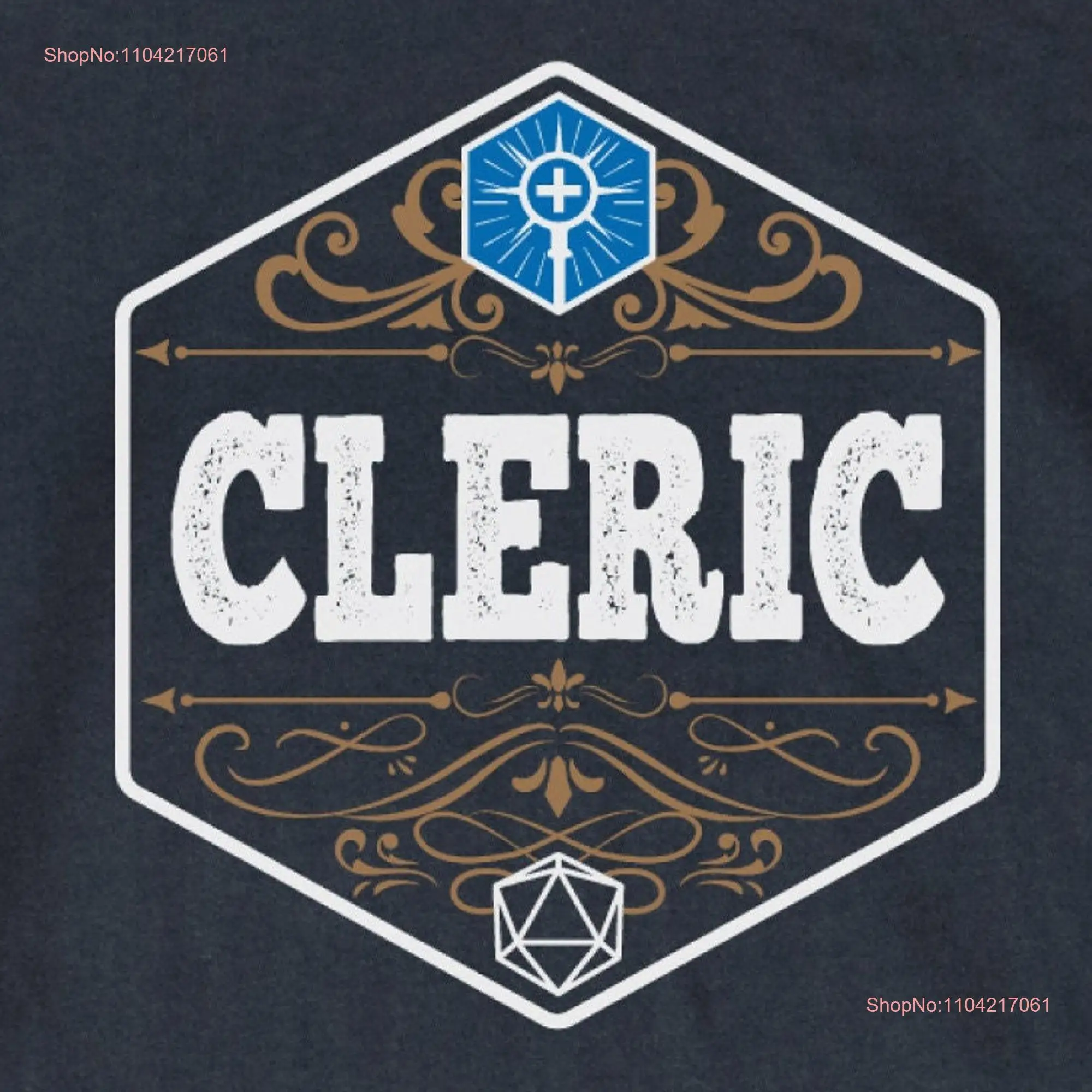 DnD Cleric T Shirt D20 Class Emblem for Players D Clothing Him or Her Character and long or short sleeves