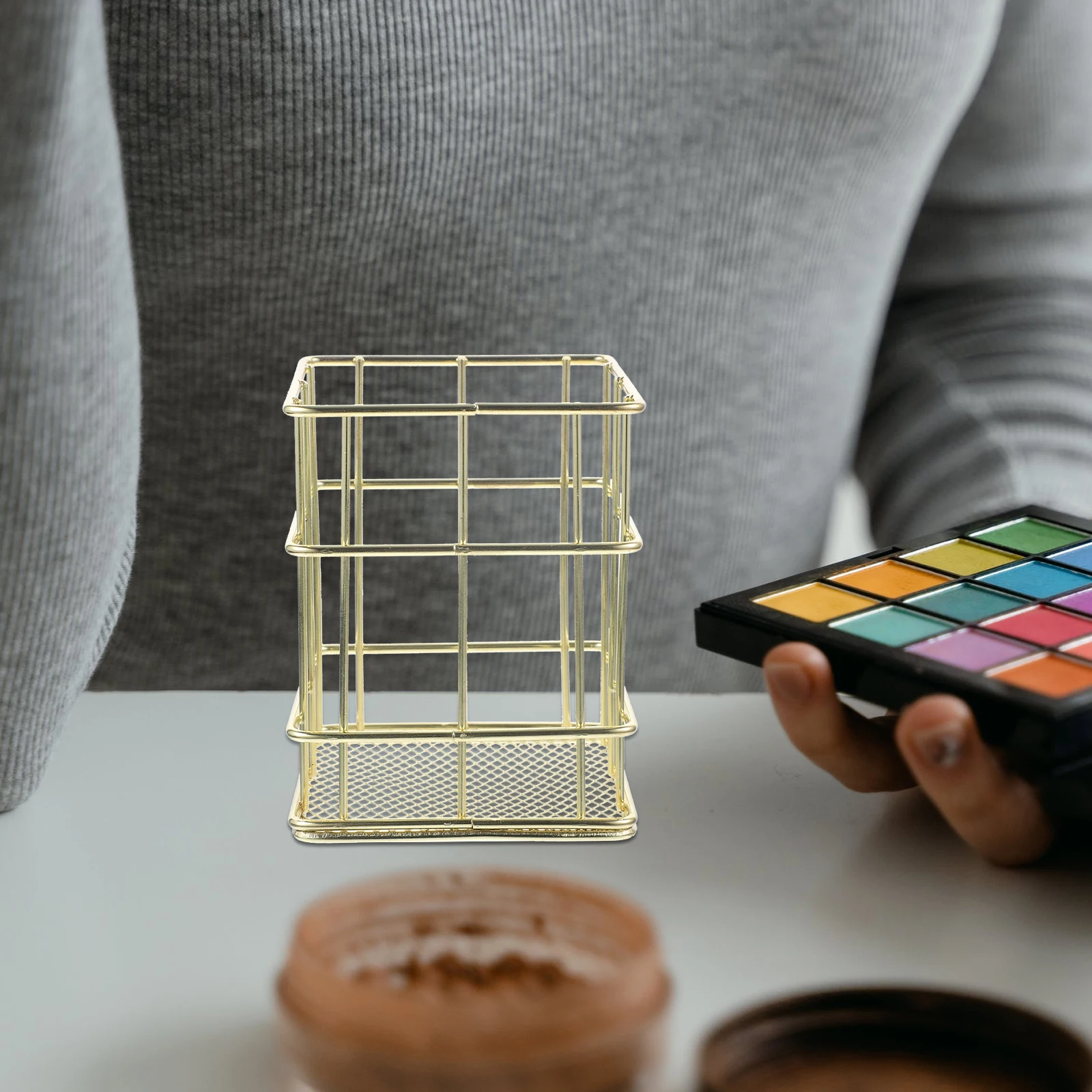

Wrought Iron Storage Tube Pen Holder Desk Organizer for / Pencil Makeup Brushes