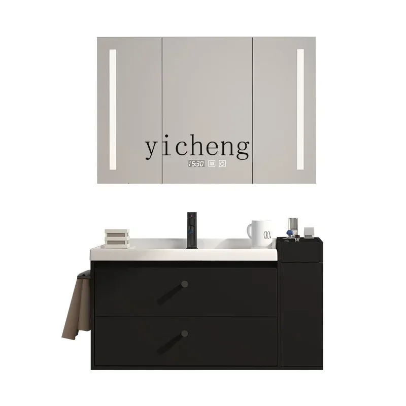 

Solid Wood Bathroom Cabinet Combination Modern Simple Smart Mirror Cabinet Wash Face Wash Basin