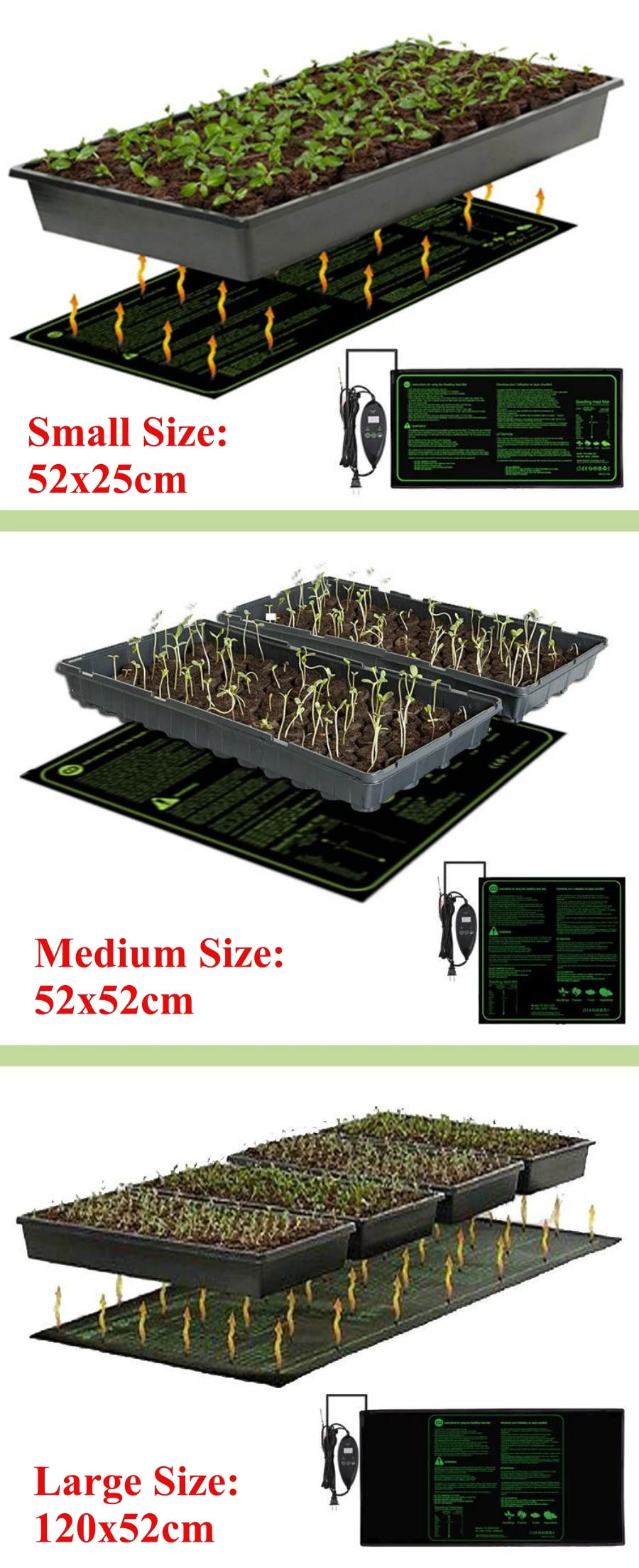 Alfombrilla de calor para plántulas, controlador de termostato Digital impermeable con almohadilla de calor de 20 ℃-45 ℃, germinación de plántulas