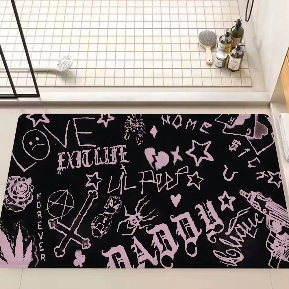 Rapper L-Lil P-Peep Hate Me Floor Mat Non-Slip Laundry Room Mat Laundry Decor Balcony Child Living Room Household Carpets
