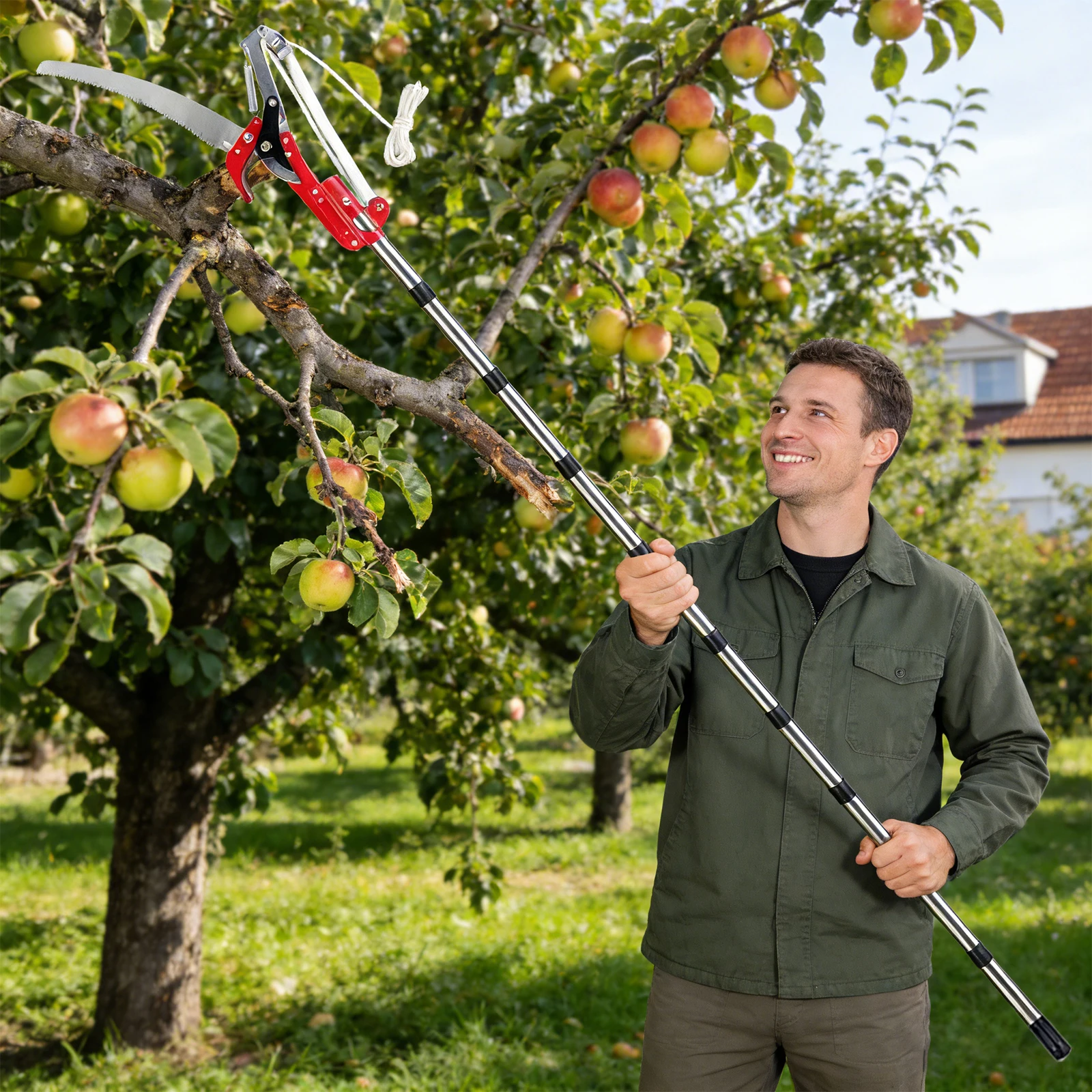 13ft High Altitude Branch Shears with Handle Extendable Splicing Rod Trimming Tool for Plants Hedges and Flowers