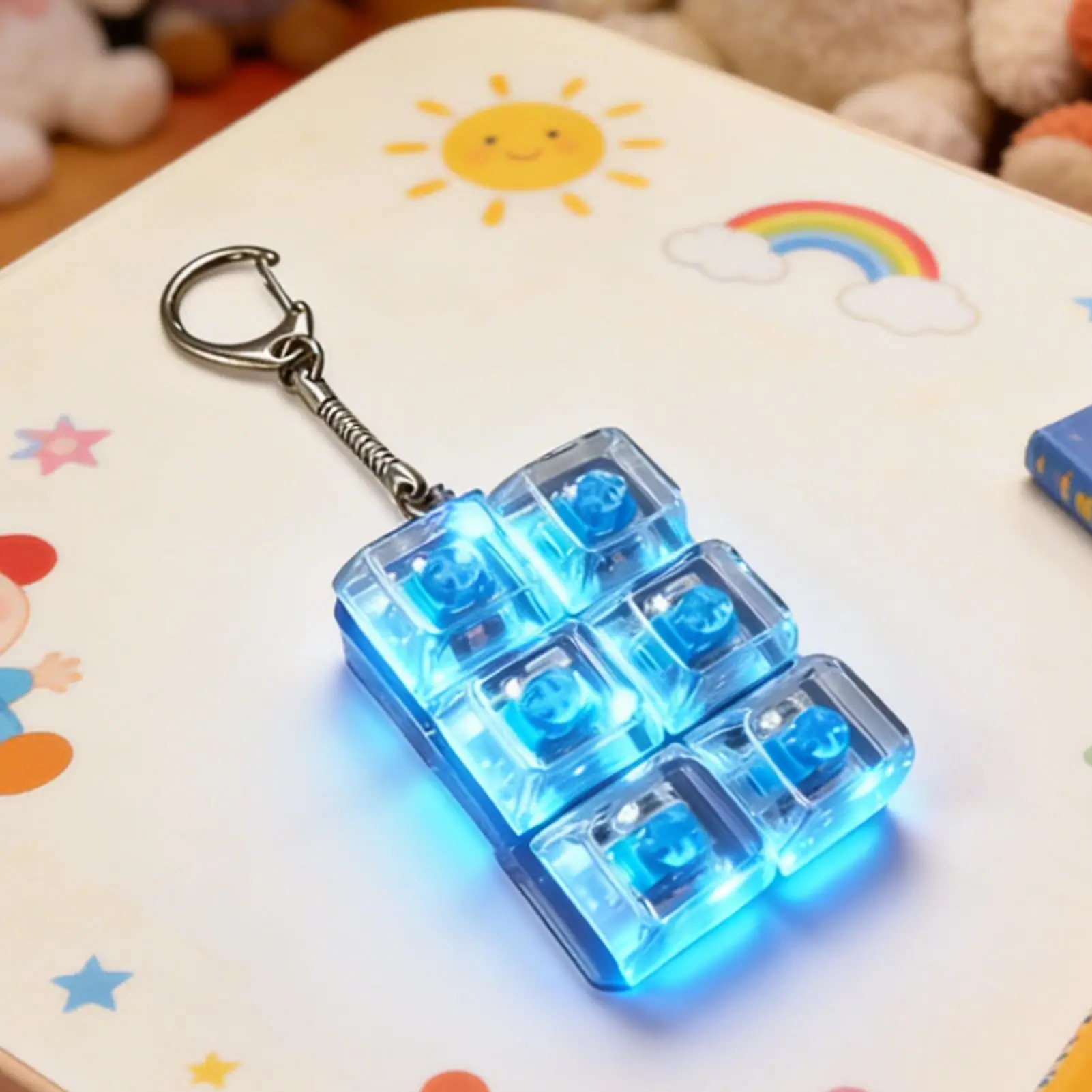 Keyboard Fidget Clicker 6 Button Sensory Light up Fidget Toy Keychains Key Clicker for Kids Teens Adults Stress Relief Gifts