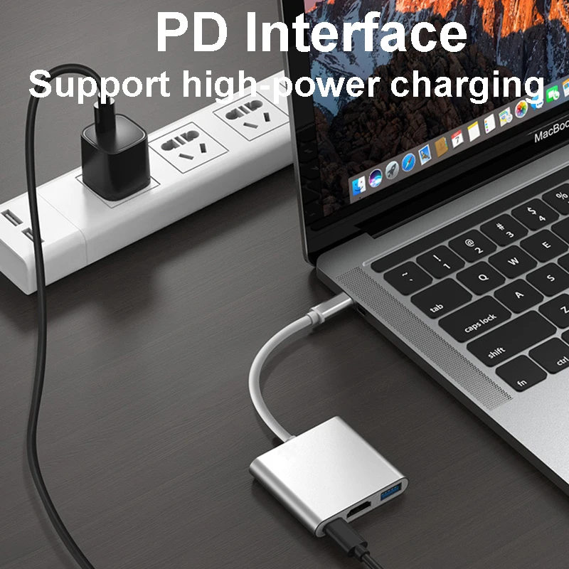 3 in 1 Usb Hub USB C to HDMI-compatible Splitter HUB Type-c to HDMI-compatible USB3.0 Docking Station For Macbook Air Converter