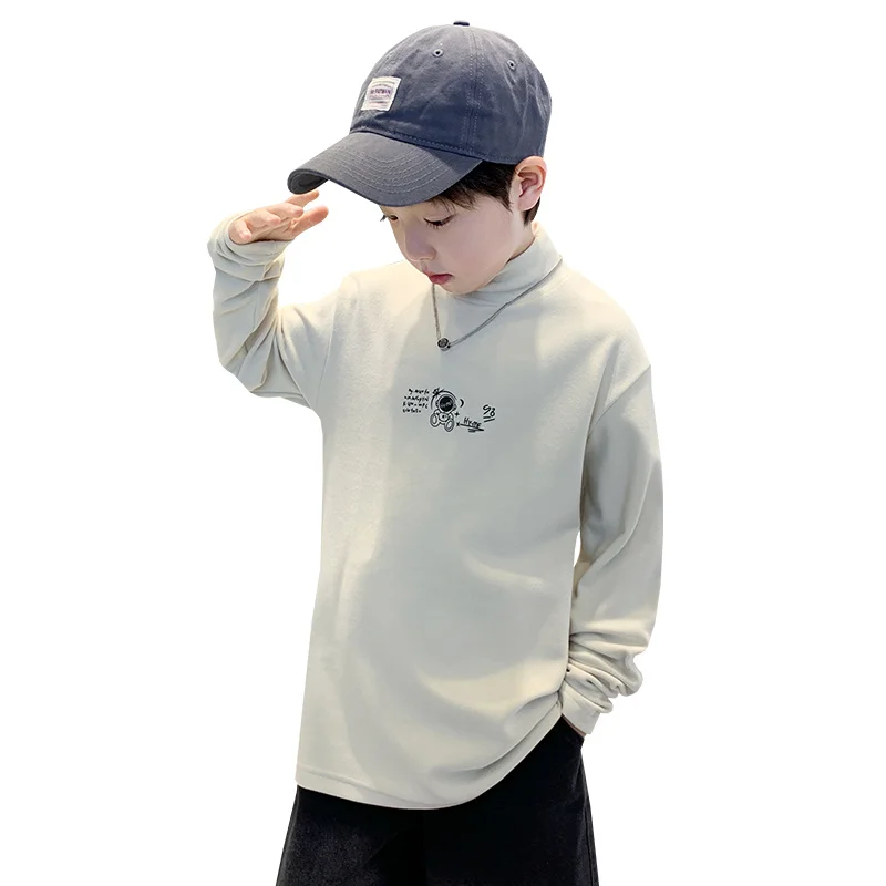 

Slim Fit Kids Inddor Tshirt Clothes Child Boy Long Sleeve Fleece Sleep T-shirt High Qaulity Teenager Tee Tops 5 6 8 10 12 14 Yrs