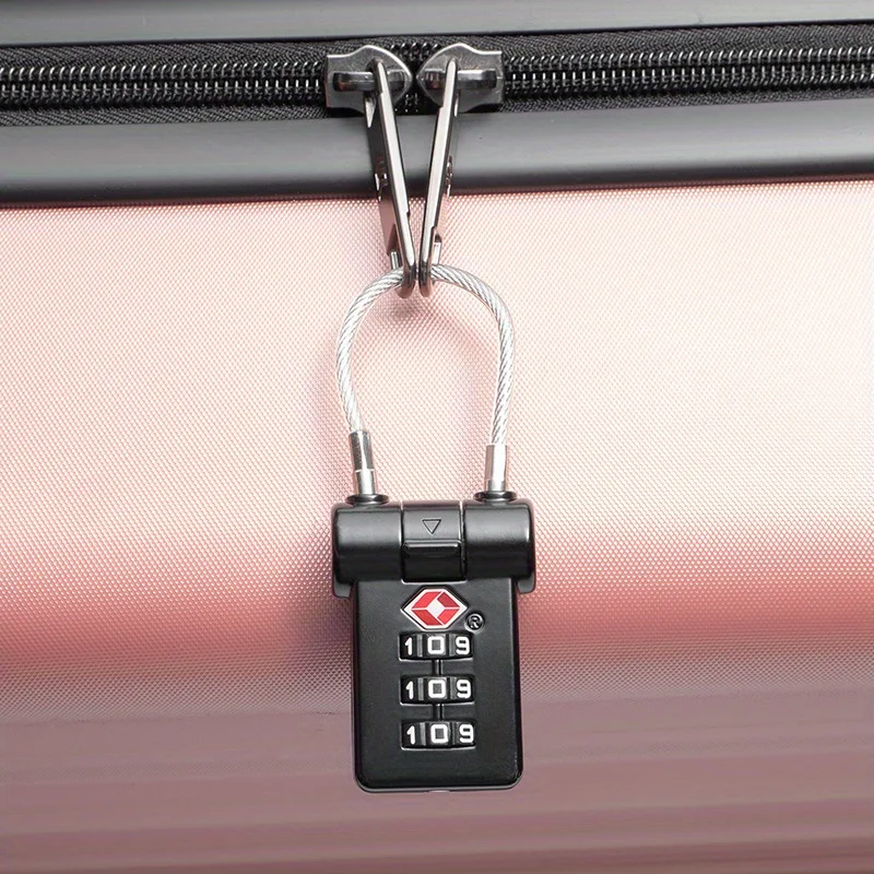 TSA Customs Code Lock for Travel Luggage Password Changeable Black Lock Contrast Design Lock 3 Digit Combination Padlock