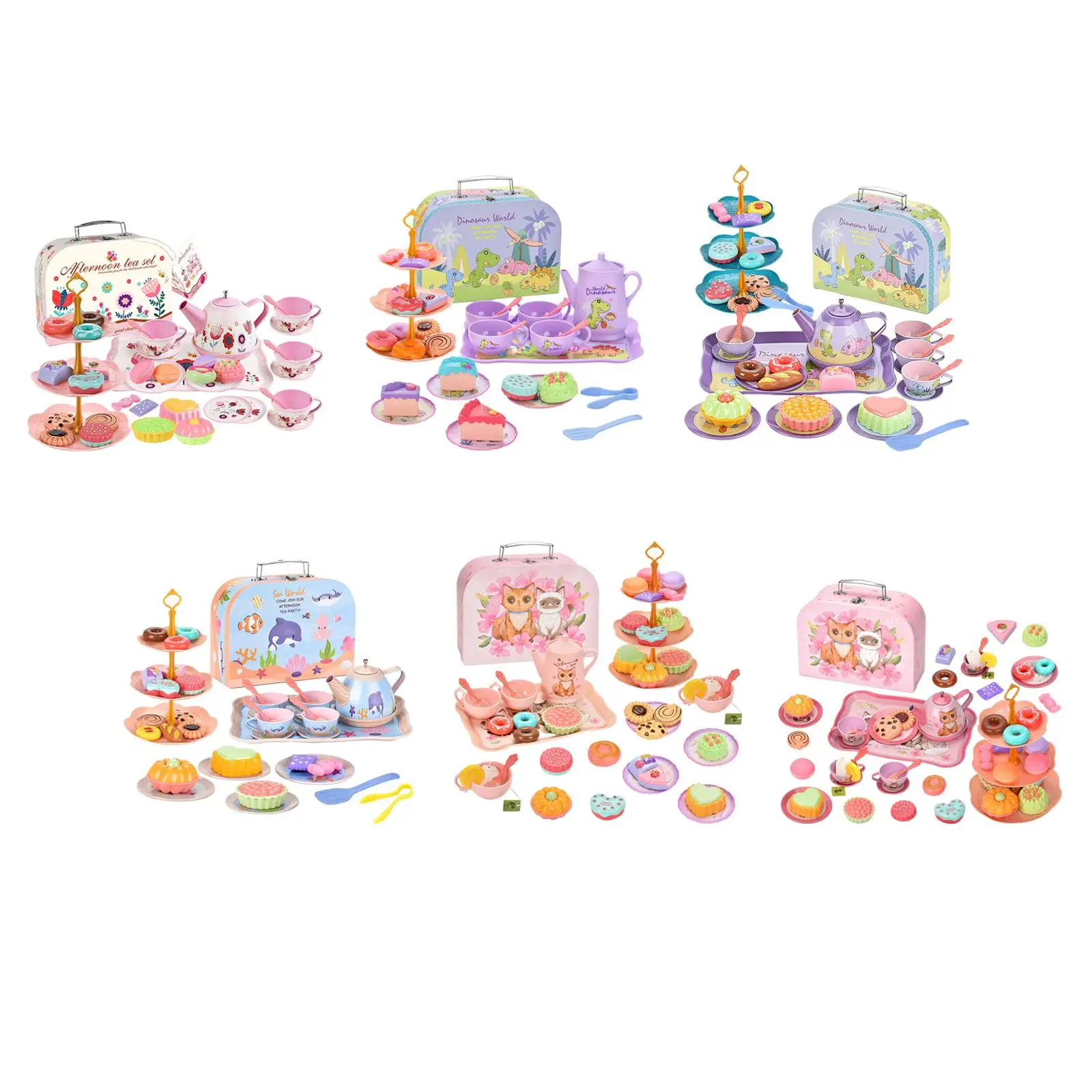 Pretplay Accessoires Dessert Rollenspel Kinderen Theeset Spelen Voedselaccessoires Afternoontea Speelset Voor 3 Jaar 4 5 6 Peuters