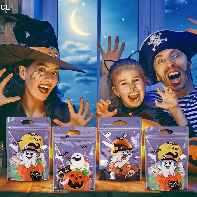 AttireTrove50Pcs Halloween Candy Bag Cartoon Pumpkin Ghost Gift Cookies Bags Halloween Party Decor Kids Trick Or Treat Favors