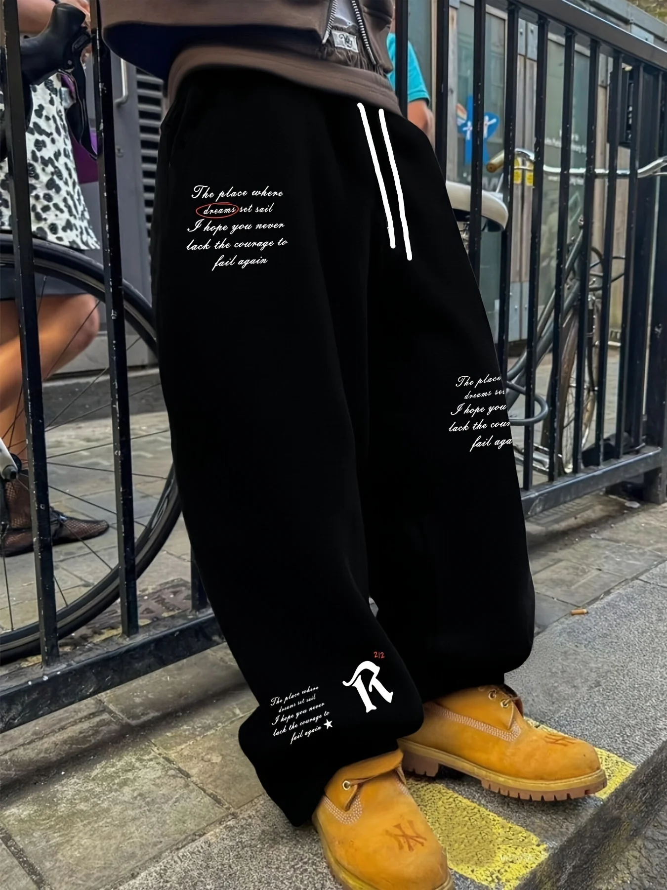 Unisex Text Graphic 3D Print Quick Dry Wide Leg Pants Elastic Waist Baggy Trousers Trendy Street Hip Hop Loose Long Pants