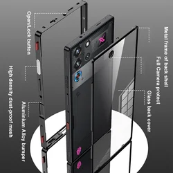 Luxury Metal Bumper High clear glass shell Elastic buckle For ZTE Nubia Red Magic 10 Pro Case Camera Protector Cover Skin Funda