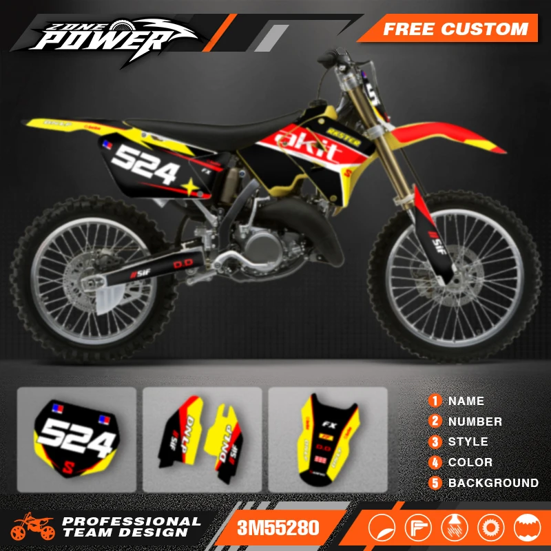 Powerzone For SUZUKI RM125 RM250 2012 2011 2010 2009 -2001 Decal Stickers Motorcycle Graphics Number Name Background Custom 05