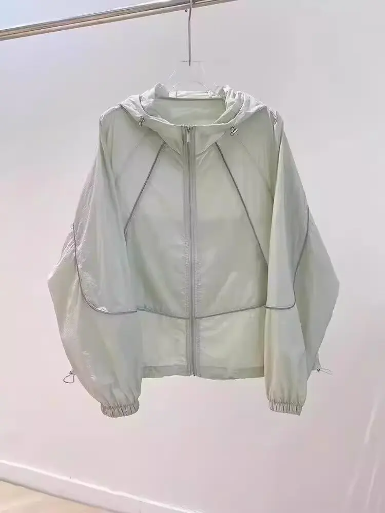 Kühlendes Sonnenschutz-Shirt für Damen – Neues, locker sitzendes, vielseitiges, atmungsaktives, dünnes Sonnenschutzkleidungsstück mit Kapuze für den Sommer – Detail 4