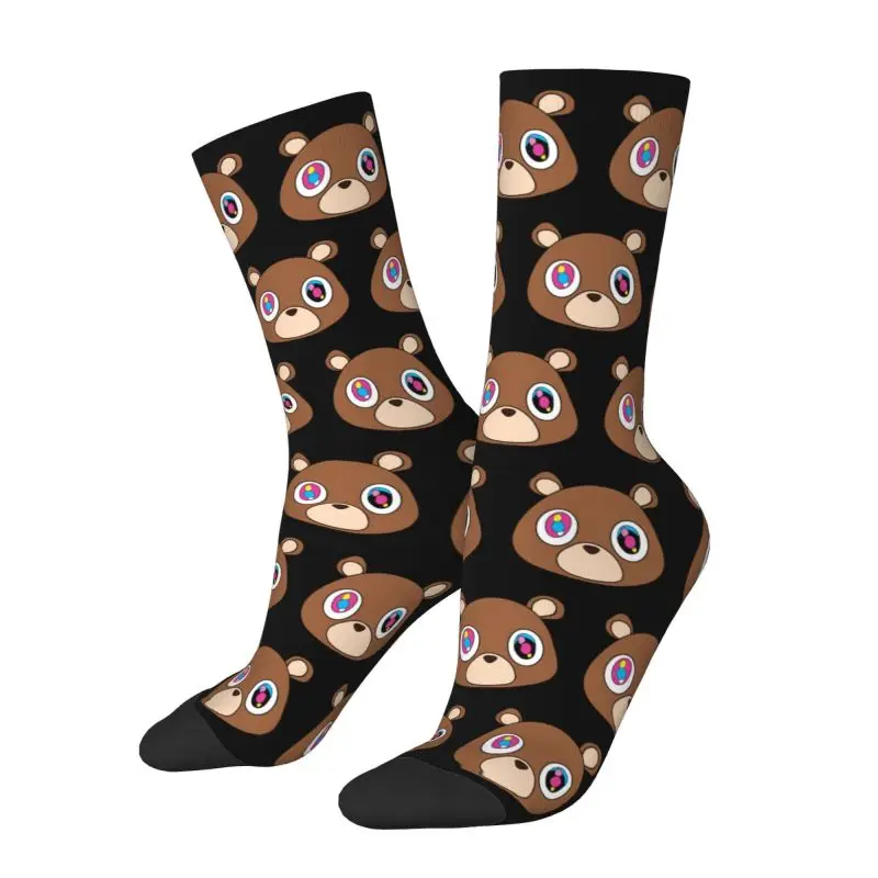 Funny Mens Kanye West Ye Bear Dress Socks Unisex Warm Breathbale 3D Printing Crew Socks