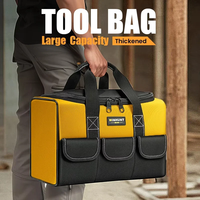 20 Inch Tool Bag, Large Tool Bag with 6 Exterior Pockets Electrician Tool Bag, for DIY Enthusiasts and Craftsmen