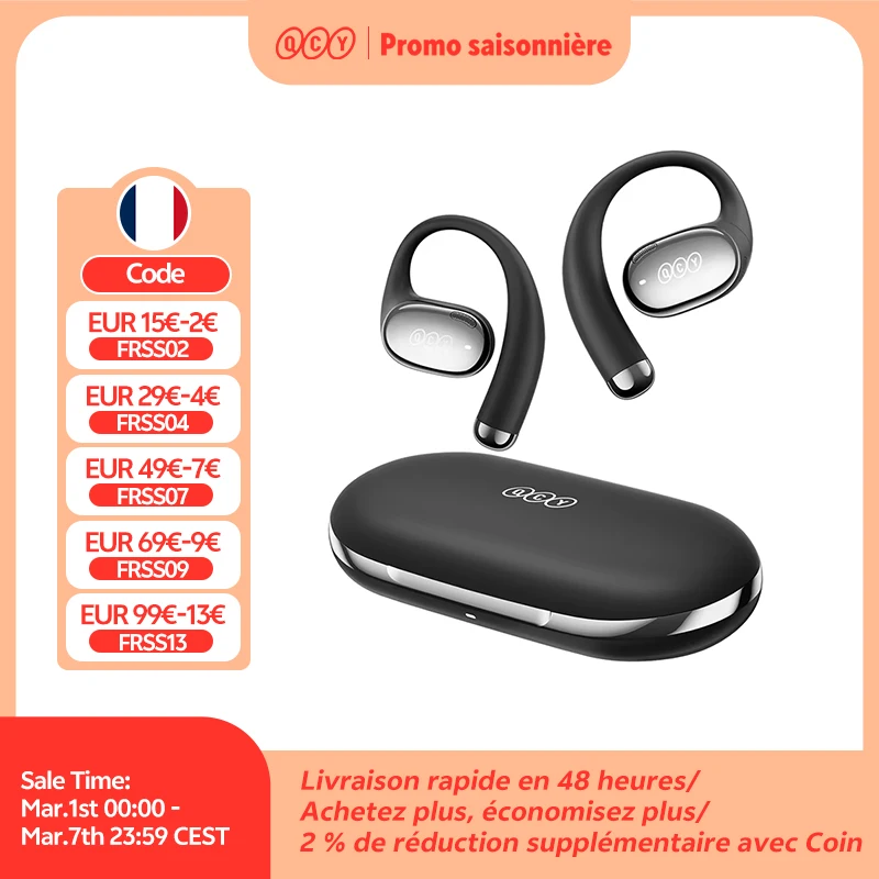 QCY Crossky R70 écouteurs sans fil à oreille ouverte haute résolution avec LDAC OWS écouteurs basse Boost Bluetooth 6.0 oreillette Sport écouteurs 52 heures