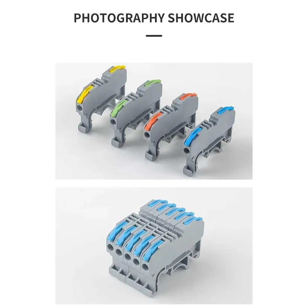 10Pcs CMK420 Din Rail Terminal Block 4mm2 11AWG 450V 32A Quick Splice Hub Color Coded Terminals DIN Mount Design