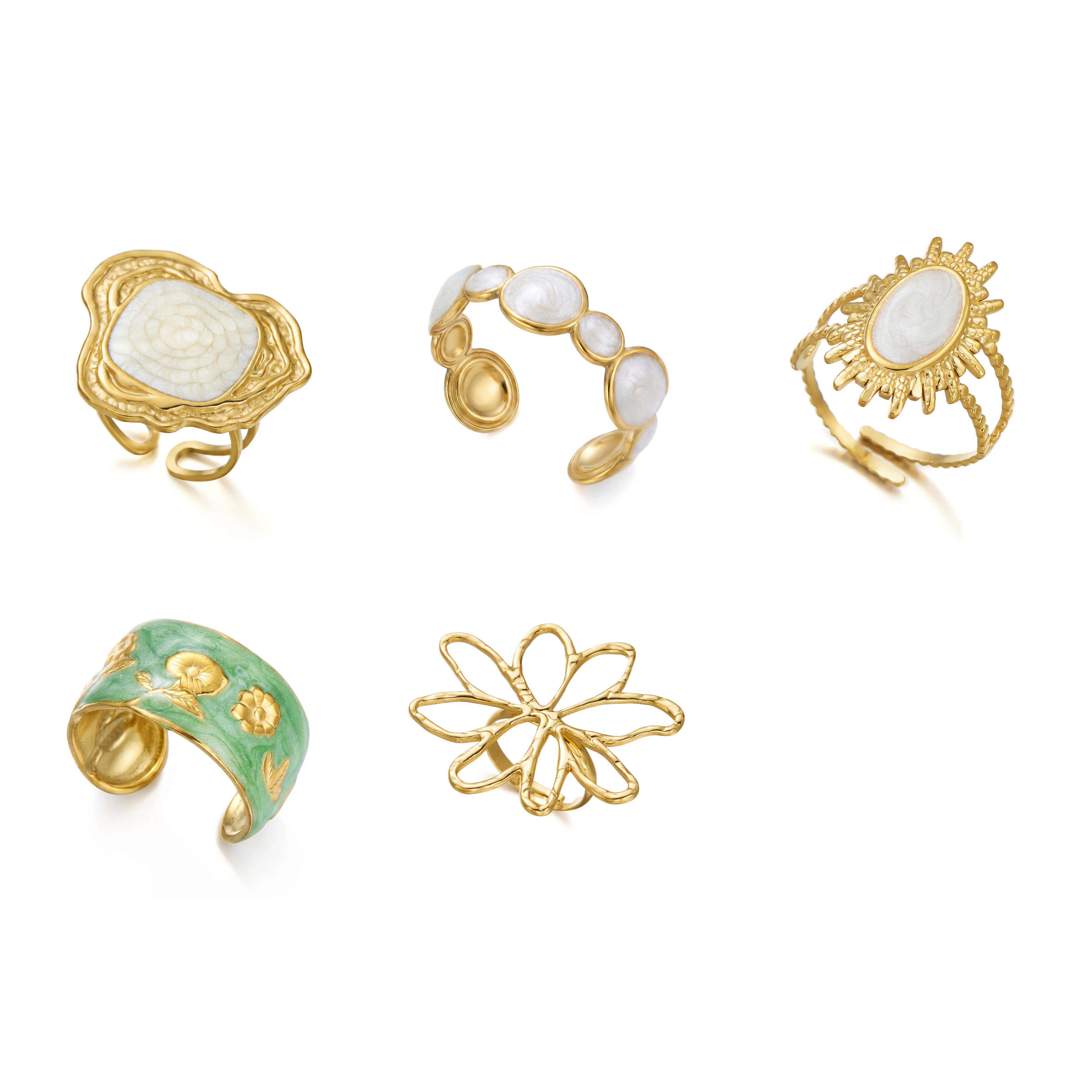 Women's Imitation Pearl Drop Enameled Open Ring