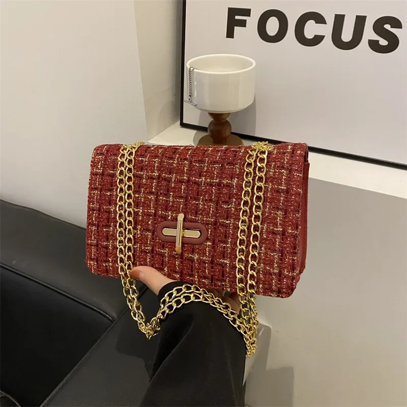 High-quality Shoulder Crossbody Bag Small Square Shoulder Bag 2024 New Women\'s Armpit Fragrance Tweed Chain Shoulder Bag