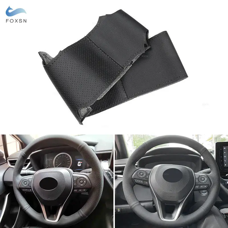 

Для Toyota Camry Corolla RAV4 Avalon Crown 19-22 ручная прошивка автомобильного руля черный кожаный чехол отделка аксессуары для интерьера