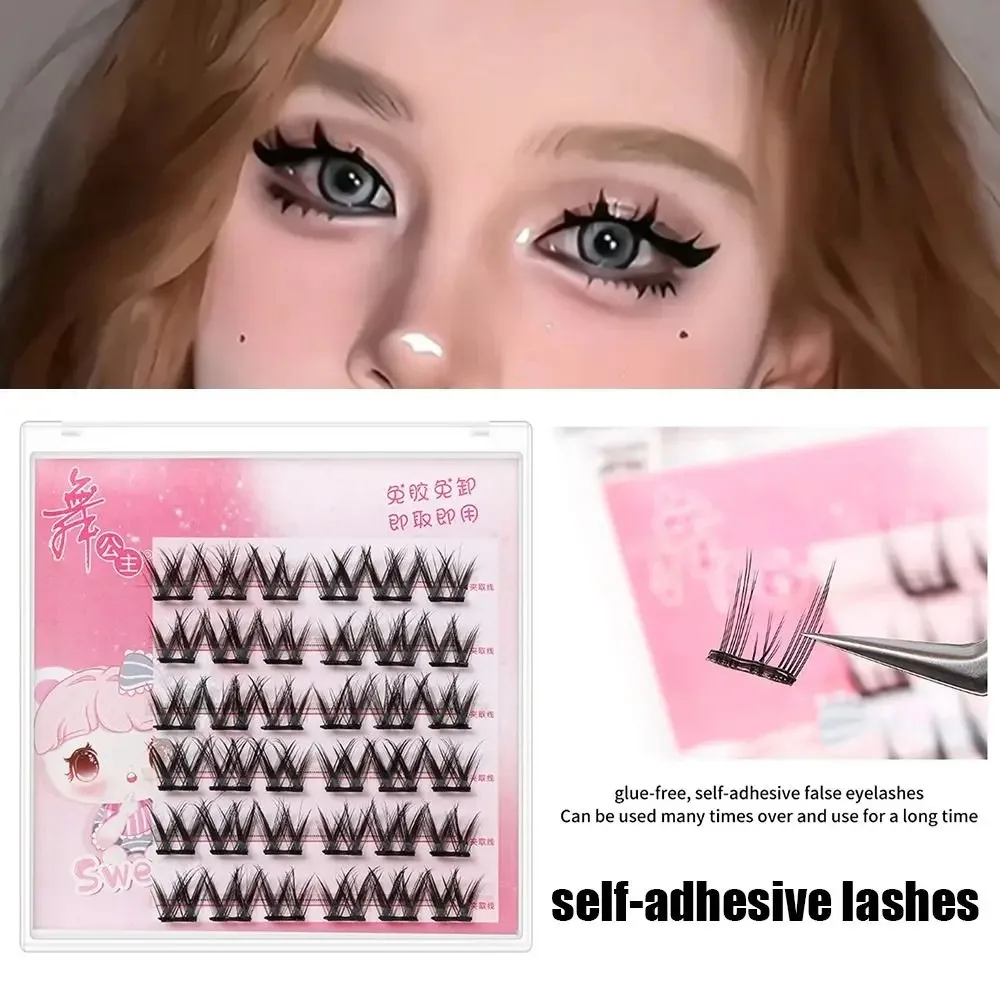 New Self Adhesive Individual Lashes No Glue No Magnetic Natural Soft Cluster Lashes Makeup Eyelash Extension Tool