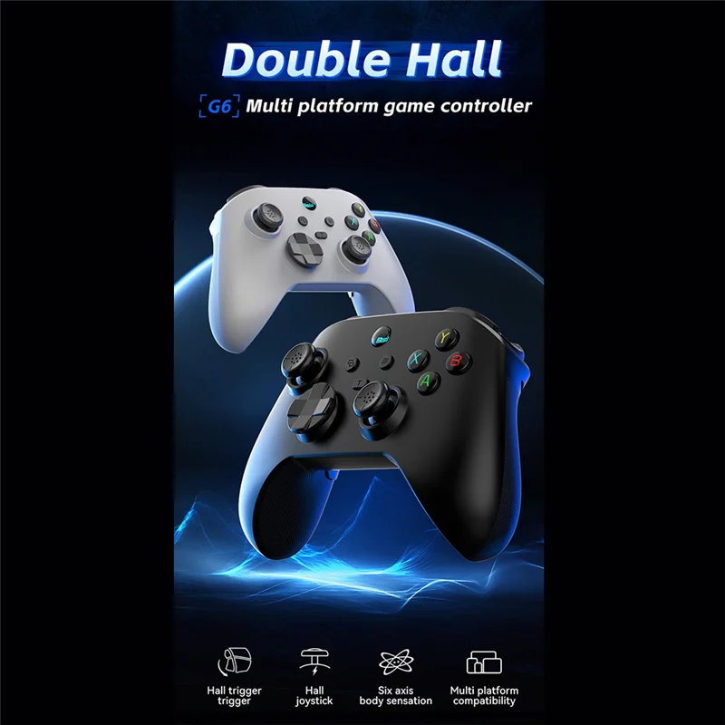 

AT82-G6 Bluetooth Game Controller For IOS/Android Gamepad For PC Hall Rocker Six-Axis Dual Vibration Joystick For Switch