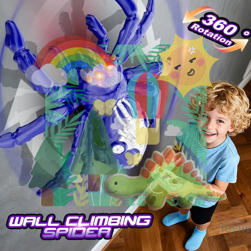 

1 Set Fast Moving Prank Toys RC Creepy Crawly Spider With LED Red Eyes Wall Climbing Spider Remote Control Toy For Kids Gift