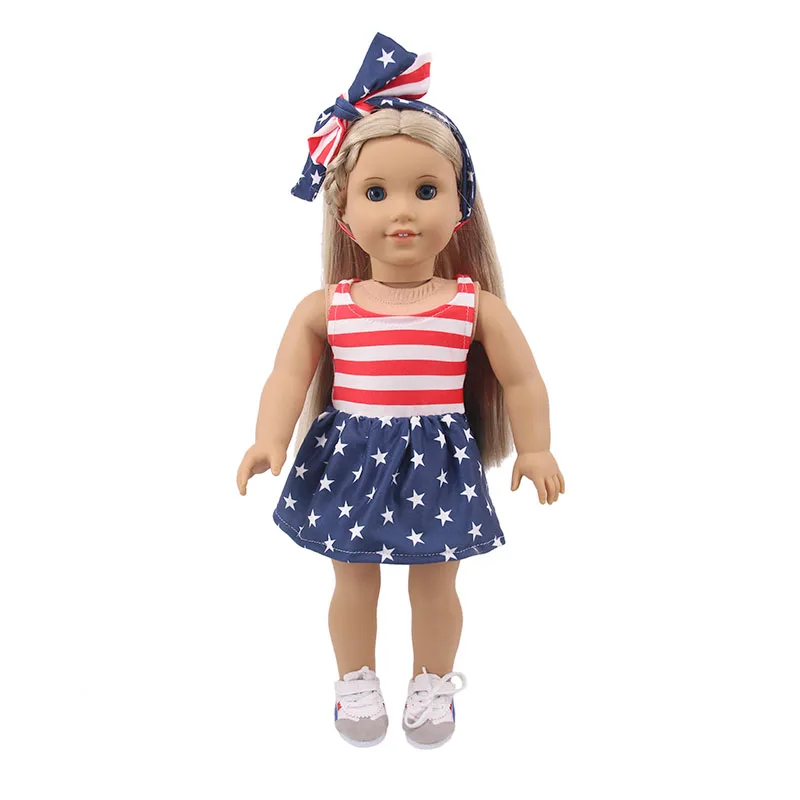 Handmade Clothes 18inch American Doll one-piece Dress Fit 43cm Reborn Baby Doll Skirt Our Generation Doll Clothes For Girl Gift