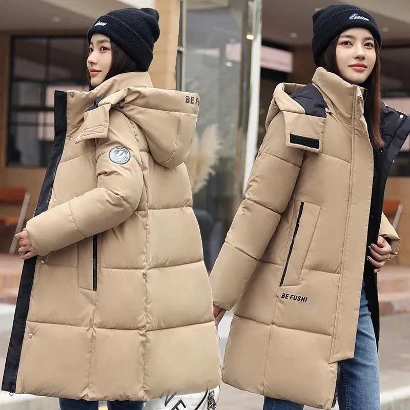 Imagem -02 - Jaqueta Feminina com Capuz Longo Parka Grossa e Quente Cabolsa de Algodão Parkas Femininas Outwear Casual Sobretudo Feminino Moda Inverno Novo 2023