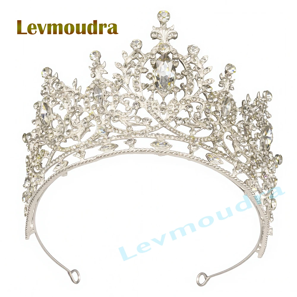 

Levmoudra Luxury Crystal Pearl Crown Bridal Hair Accessories Elegant Queen Tiaras Diadem Girls Wedding Party Dress Headbands
