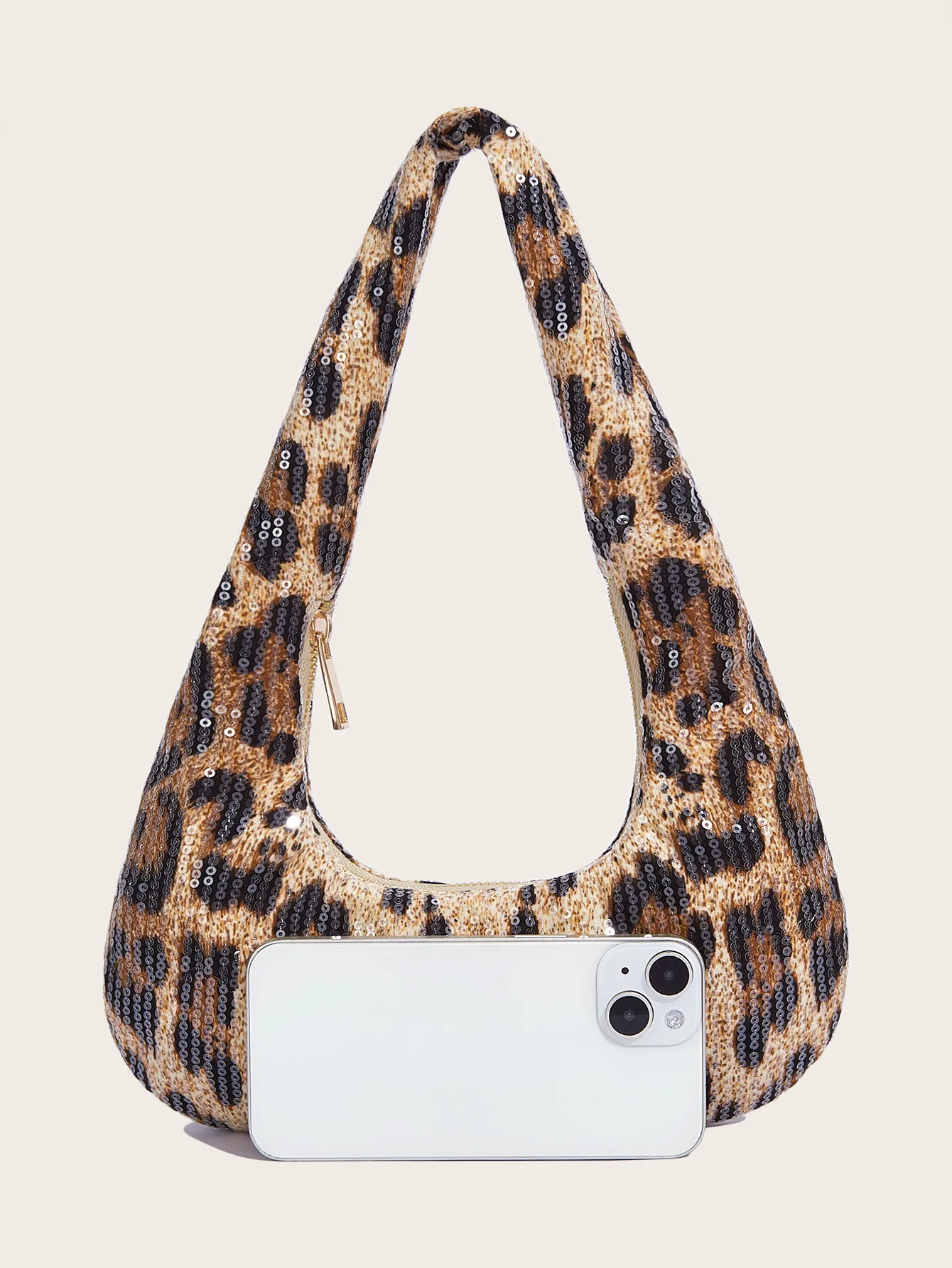Sequin Leopard Print Evening Clutch for Women Stylish Underarm Hobo Bag Lady Shoulder Handbags for Parties and Casual Outings - view 3