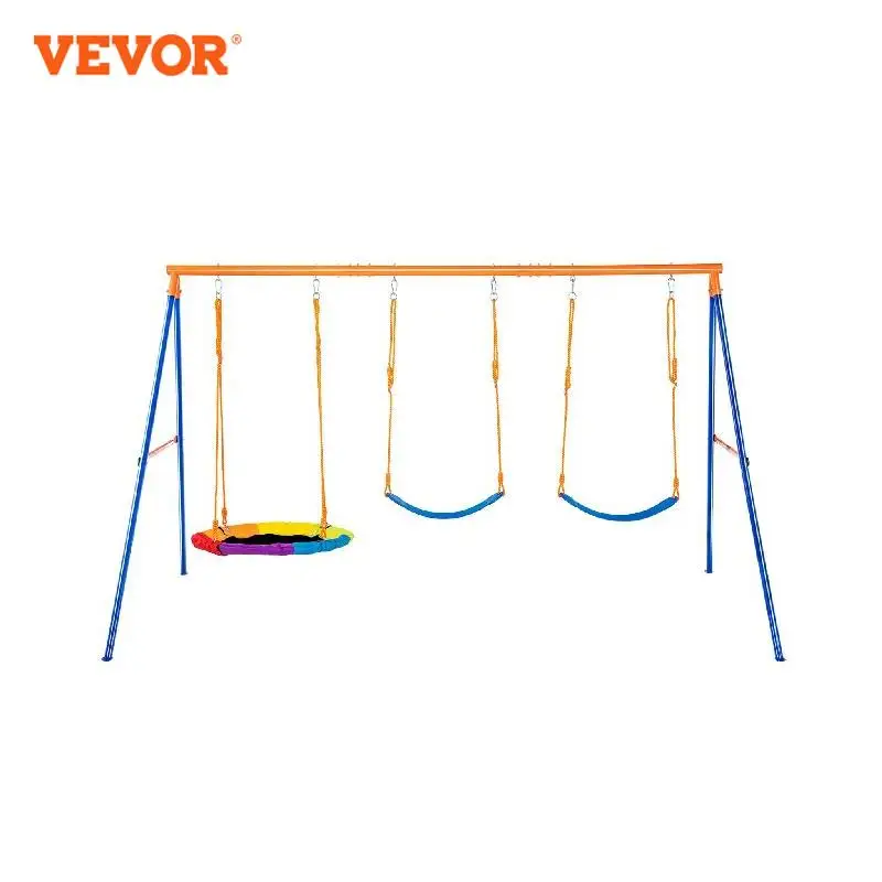 

VEVOR Swing Sets for Backyard 600lbs Capacity Swing Set with 1 Saucer Swing Seat 2 Belt Swing Seats Swingset Outdoor for Kids