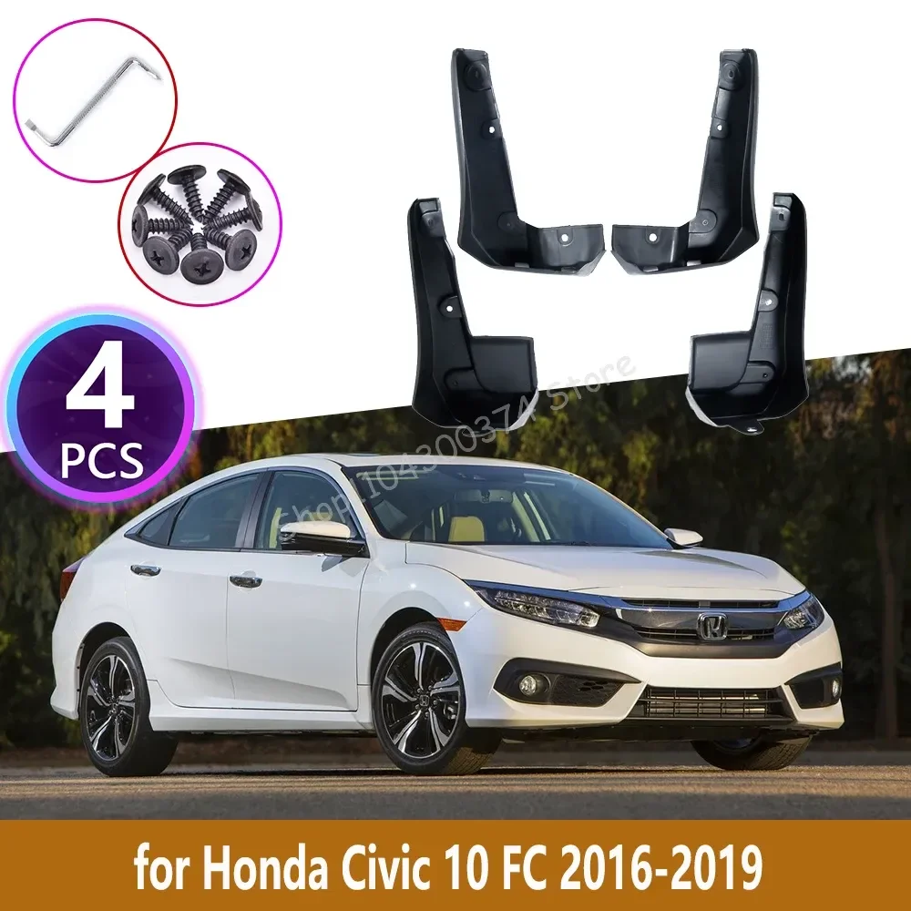 

4PCS Rear Mudguards For Honda Civic 10 2016 2017 2018 2019 Cladding Splash Mud Flaps Mud Guards Mudflap Protect Car Accessories