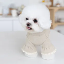 Autumn and Winter Woolen Coat Skirt Pet Floral Bubble Sleeve Coat Pet Teddy Dress Dog Clothes for Small Dogs Puppy Clothes