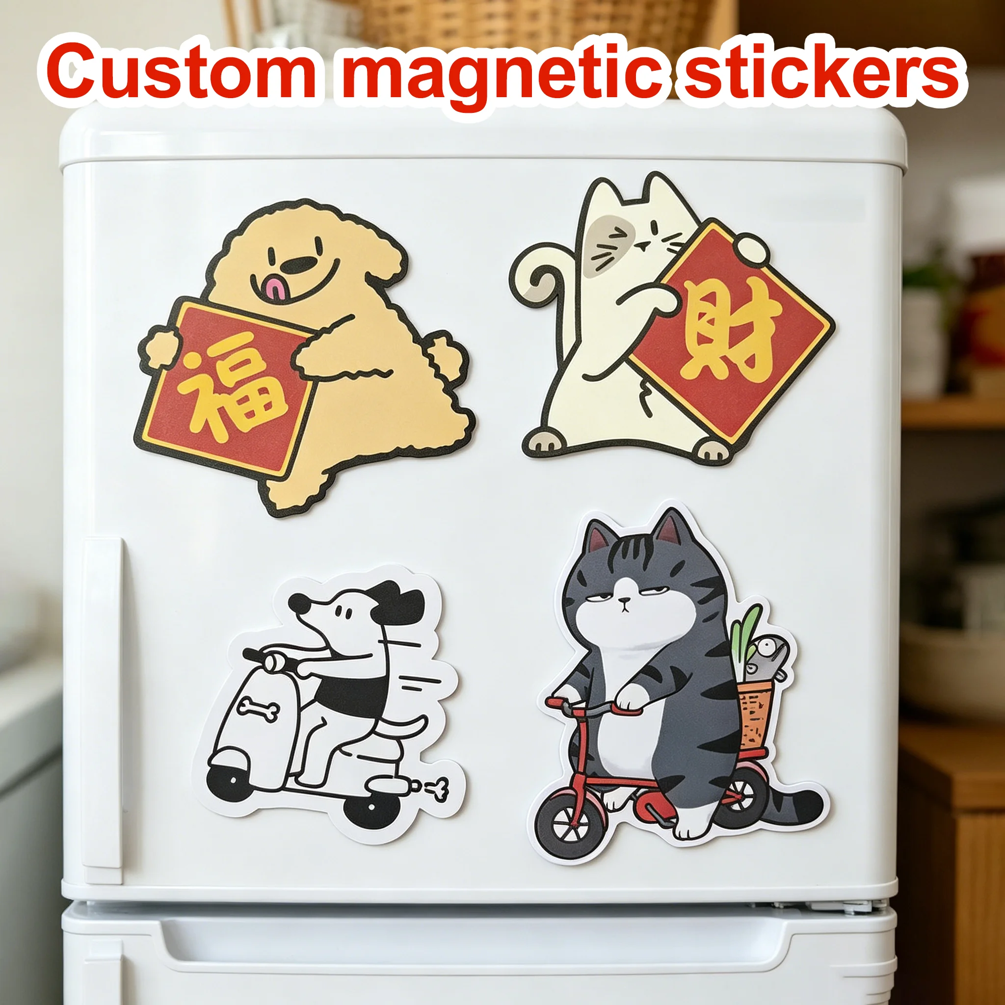 Custom Magnetic Stickers Waterproof Removable Personalized DIY Decor Fridge Magnets & Car Stickers for Home Auto