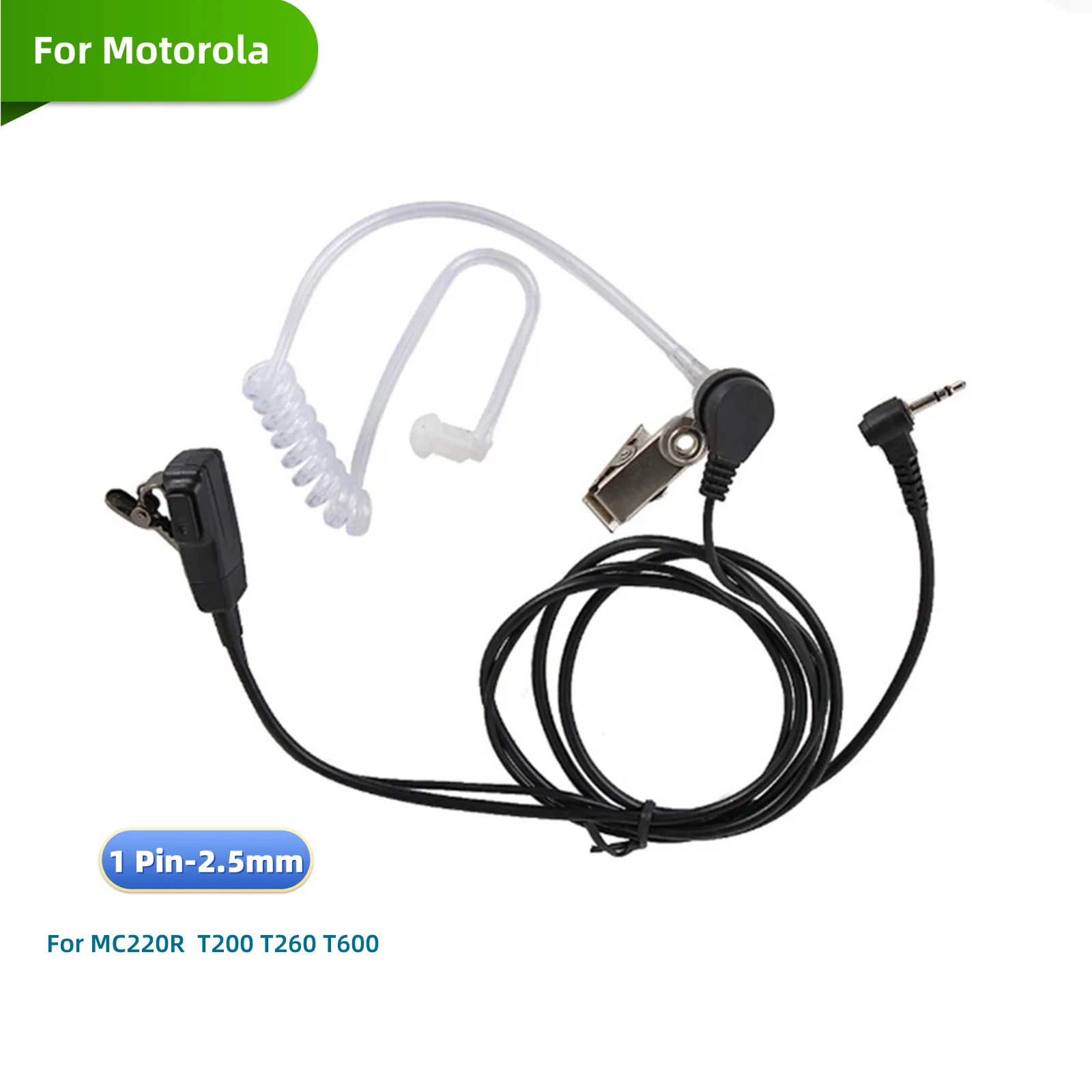 Walkie Talkie Earpiece 1 Pin 2.5mm Covert Acoustic Tube Earpieces Headset with PTT Mic Compatible with Motorola Talkabout MH230R