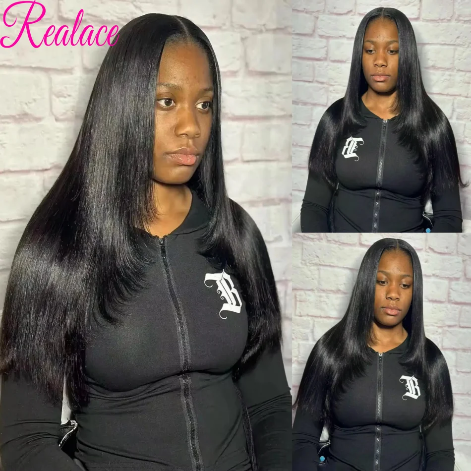 

V Part Straight Glueless Wig Human Hair 3x1 Middle Part Lace Wig Bone Straight Human Hair Wig With Bangs 4x4 Closure Hair Wig