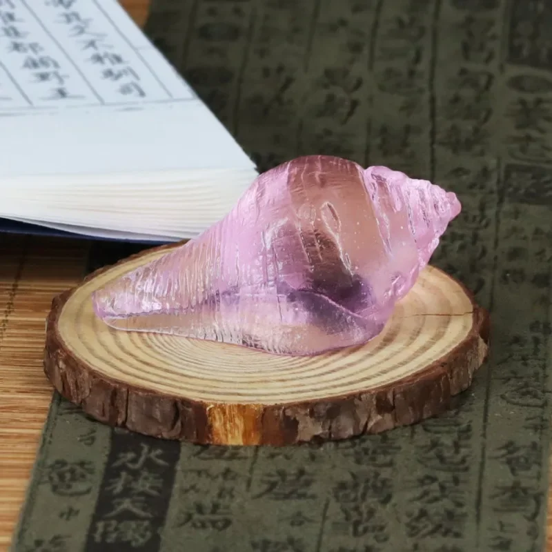 Ancient glazed magic sound Dharma snail home shrine Buddhist hall desktop offering handicrafts eight dharma instruments ornament