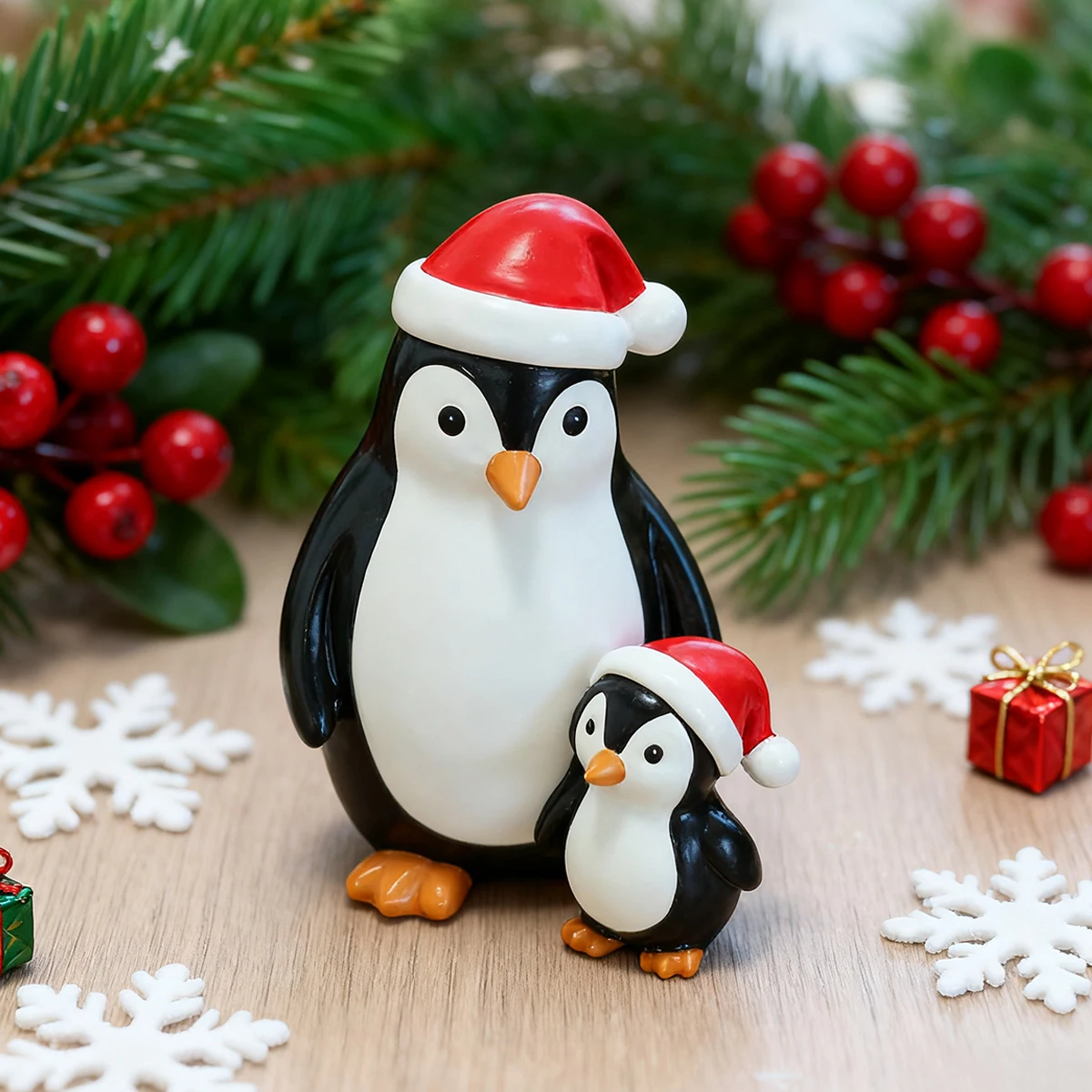 Christmas Parent-Child Penguins, Christmas Home Decoration Ornaments, Christmas Mini Miniature Landscape Decorations, Creative Christmas Small Animal Home Garden Decorations, the First Choice for Christmas Gifts
