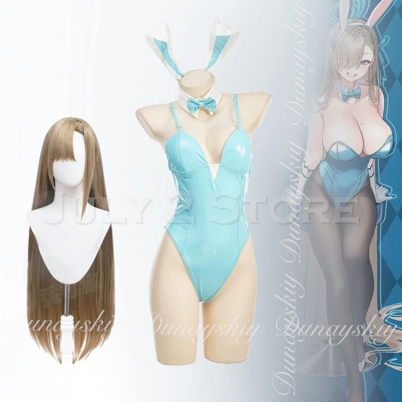 

Halloween Costume Adults Blue Archive Game Asuma Toki Ichinose Asuna Cosplay With Dark Blue Light Blue Bunny disguise Women Men