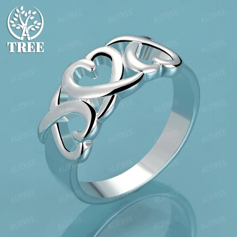 Anillo clásico de Plata de Ley 925 con forma de corazón y flor para mujer, accesorios de joyería de diseño a la moda para fiesta, boda, compromiso y banquete