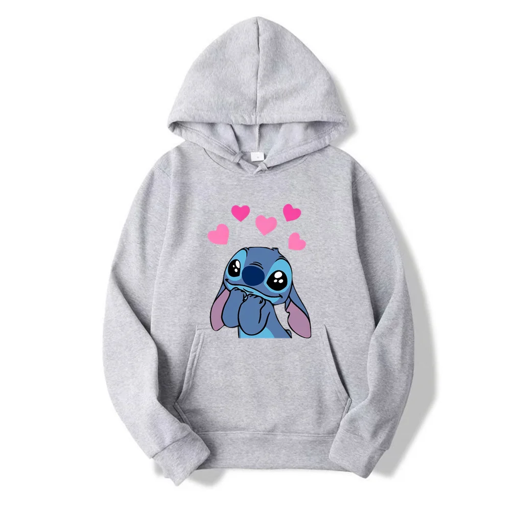 New Disney Stitch Cartoon Anime Women Pullover Spring Autumn Men Oversized Hoodie Casual Couple Sweatshirt Clothes Tops Hot Sale