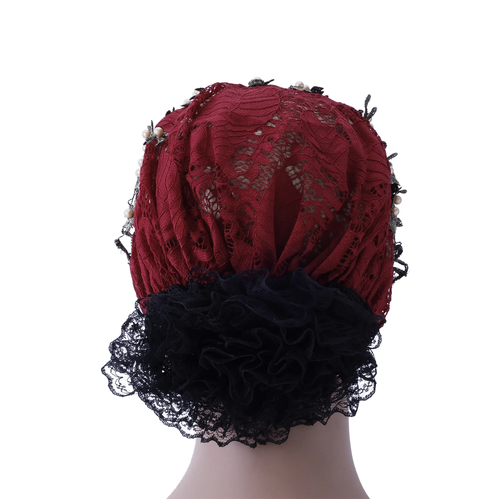 

Новый цветок, мусульманский внутренний хиджаб, шляпа, тюрбан из бисера, женская шапочка, кружевной платок с вышивкой, химиотерапевтическая шапка от выпадения волос, Turbante Mujer